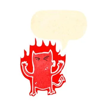 Retro cartoon little devil with speech bubble Illustrazione stock