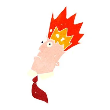 Retro cartoon man with exploding brain Stock Illustration