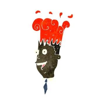 Retro cartoon man with exploding brain Illustrazione stock
