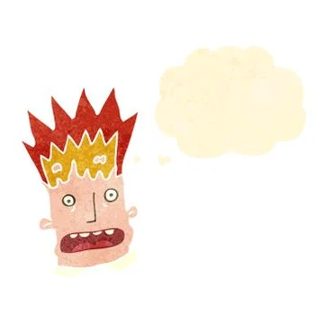 Retro cartoon man with exploding head Stock Illustration