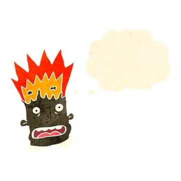 Retro cartoon man with exploding head Illustrazione stock