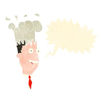 Retro cartoon man with exploding head 스톡 일러스트