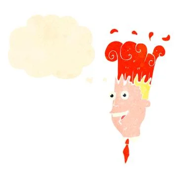Retro cartoon man with exploding head Stock Illustration
