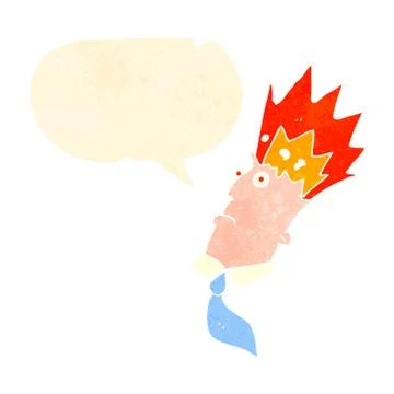 Retro cartoon man with exploding head Illustrazione stock