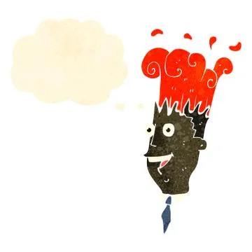 Retro cartoon man with exploding head Illustrazione stock