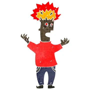Retro cartoon man with exploding head Stock Illustration
