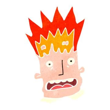 Retro cartoon man with exploding head Stock Illustration