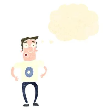 Retro cartoon man in number zero shirt Stock Illustration