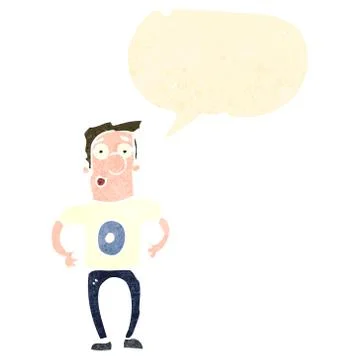 Retro cartoon man in number zero shirt Stock Illustration