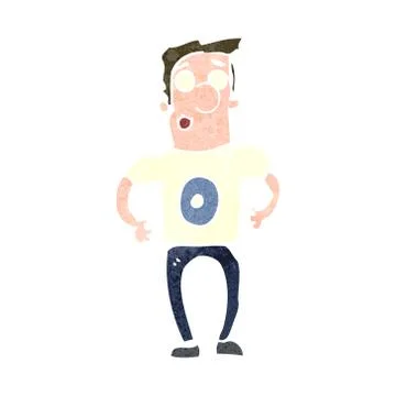Retro cartoon man in number zero shirt Stock Illustration