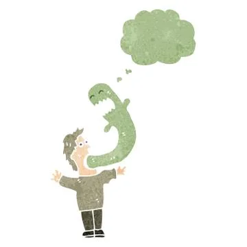 Retro cartoon man possessed by ghost Stock Illustration