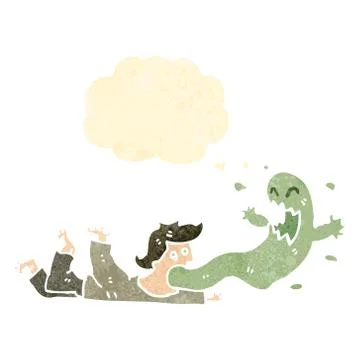 Retro cartoon man possessed by ghost Stock Illustration