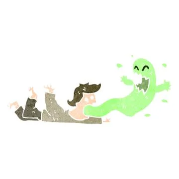Retro cartoon man possessed by ghost Stock Illustration