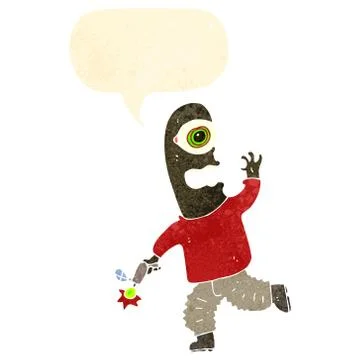 Retro cartoon mutant spaceman Stock Illustration