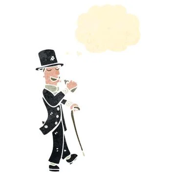 Retro cartoon posh man drinking from hip flask Stock Illustration