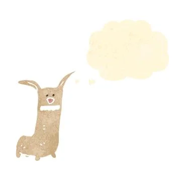 Retro cartoon rabbit with thought bubble Illustrazione stock