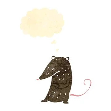 Retro cartoon rat with thought bubble Illustrazione stock