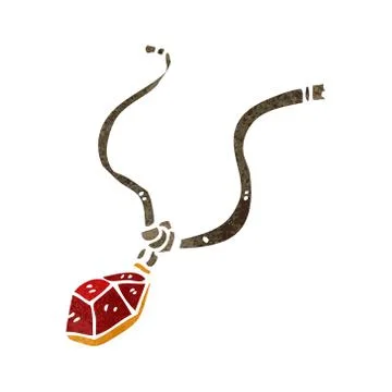 Retro cartoon ruby necklace Stock Illustration
