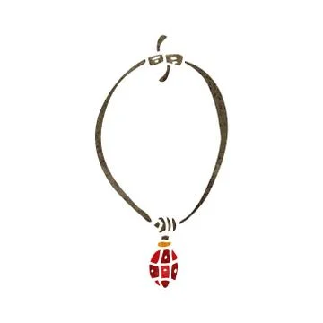 Retro cartoon ruby necklace Stock Illustration