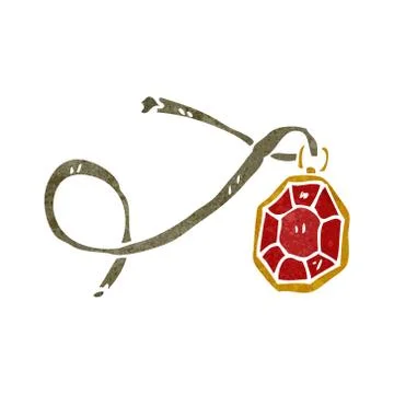 Retro cartoon ruby pendant Stock Illustration