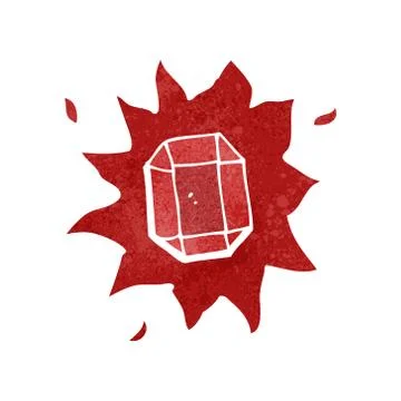 Retro cartoon ruby red gem 스톡 일러스트