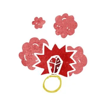 Retro cartoon ruby ring Stock Illustration