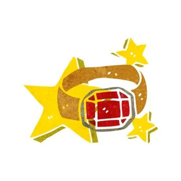 Retro cartoon ruby ring Stock Illustration