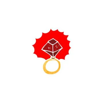 Retro cartoon ruby ring Stock Illustration