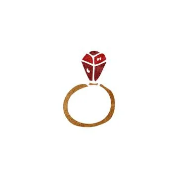 Retro cartoon ruby ring 스톡 일러스트