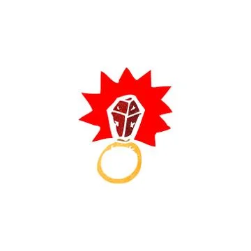 Retro cartoon ruby ring Stock Illustration