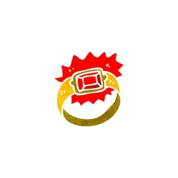Retro cartoon ruby ring 库存插图