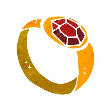Retro cartoon ruby ring Stock Illustration