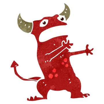 Retro cartoon scared little devil 스톡 일러스트