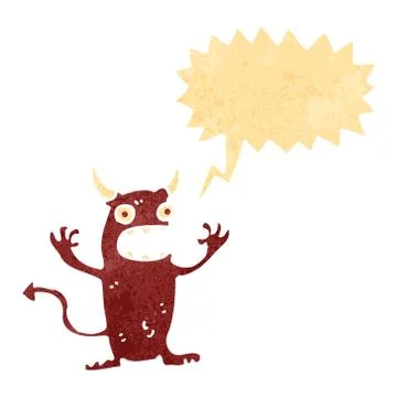 Retro cartoon shouting little devil イラスト素材