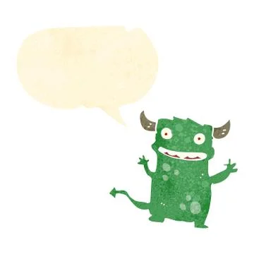 Retro cartoon shouting little devil Stock Illustration