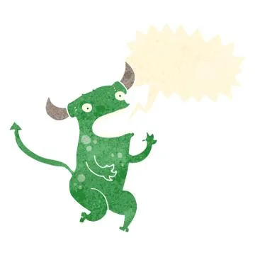 Retro cartoon shouting little devil Stock Illustration