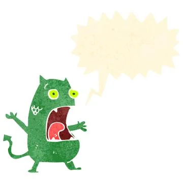 Retro cartoon shouting little devil Stock Illustration