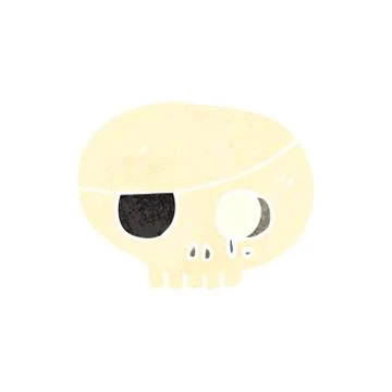 Retro cartoon skull with eye patch 스톡 일러스트
