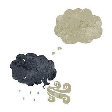 Retro cartoon storm cloud with thought bubble Stock Illustration