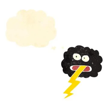 Retro cartoon storm cloud with thought bubble 스톡 일러스트