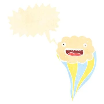 Retro cartoon talking cloud symbol, Illustrazione stock