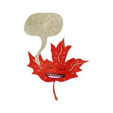 Retro cartoon talking maple leaf 스톡 일러스트