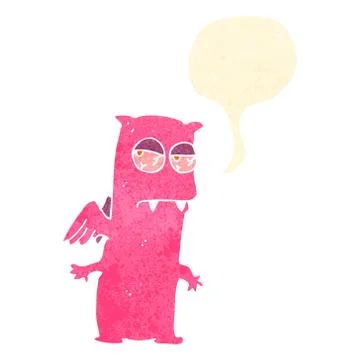 Retro cartoon tired little devil イラスト素材