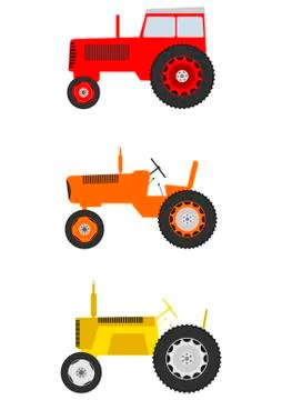Retro cartoon tractor set Stock Illustration