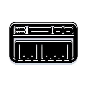Retro cassette player audio device flat icon design Illustrazione stock