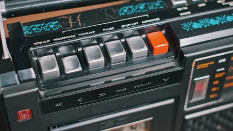 Retro Cassette Player: Play Button Stock Footage 292982889