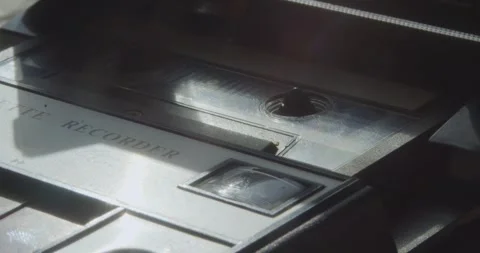Retro Cassette Player Stop Button Pressed as Tape Is Ejected Stock Footage 344348782