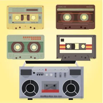 Retro Cassette set Stock Illustration