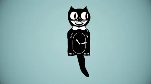 Retro Cat Clock Animation Loop Stock Footage 166583797