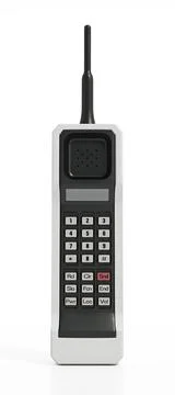 Retro cellphone isolated on white background. 3D illustration Stock Illustration